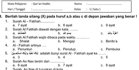 Cara Mengerjakan Soal Quran Hadits Kelas 2 Semester 1